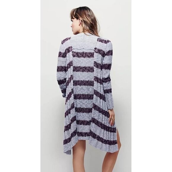 Free People Women's Sz XS Free Spirit Stripe Long Cardigan in Lavender Combo - Picture 2 of 10
